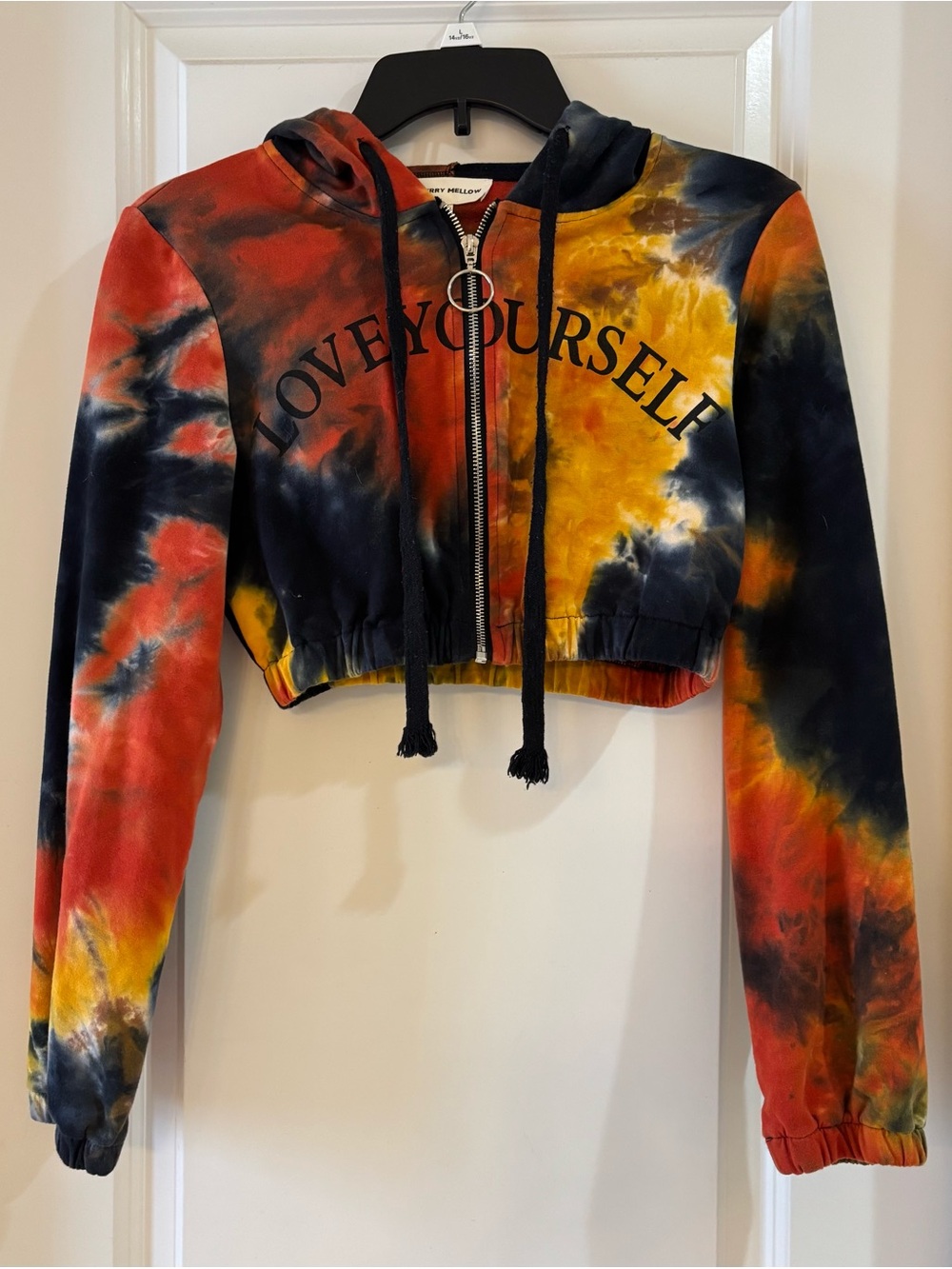 Tie-Dye Cropped Hoodie "Love Yourself" - Multicolor